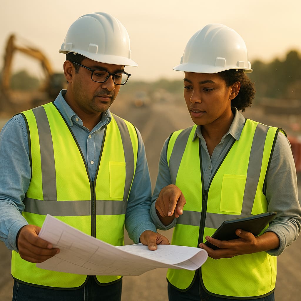Beratendes Team an einer Autobahn
