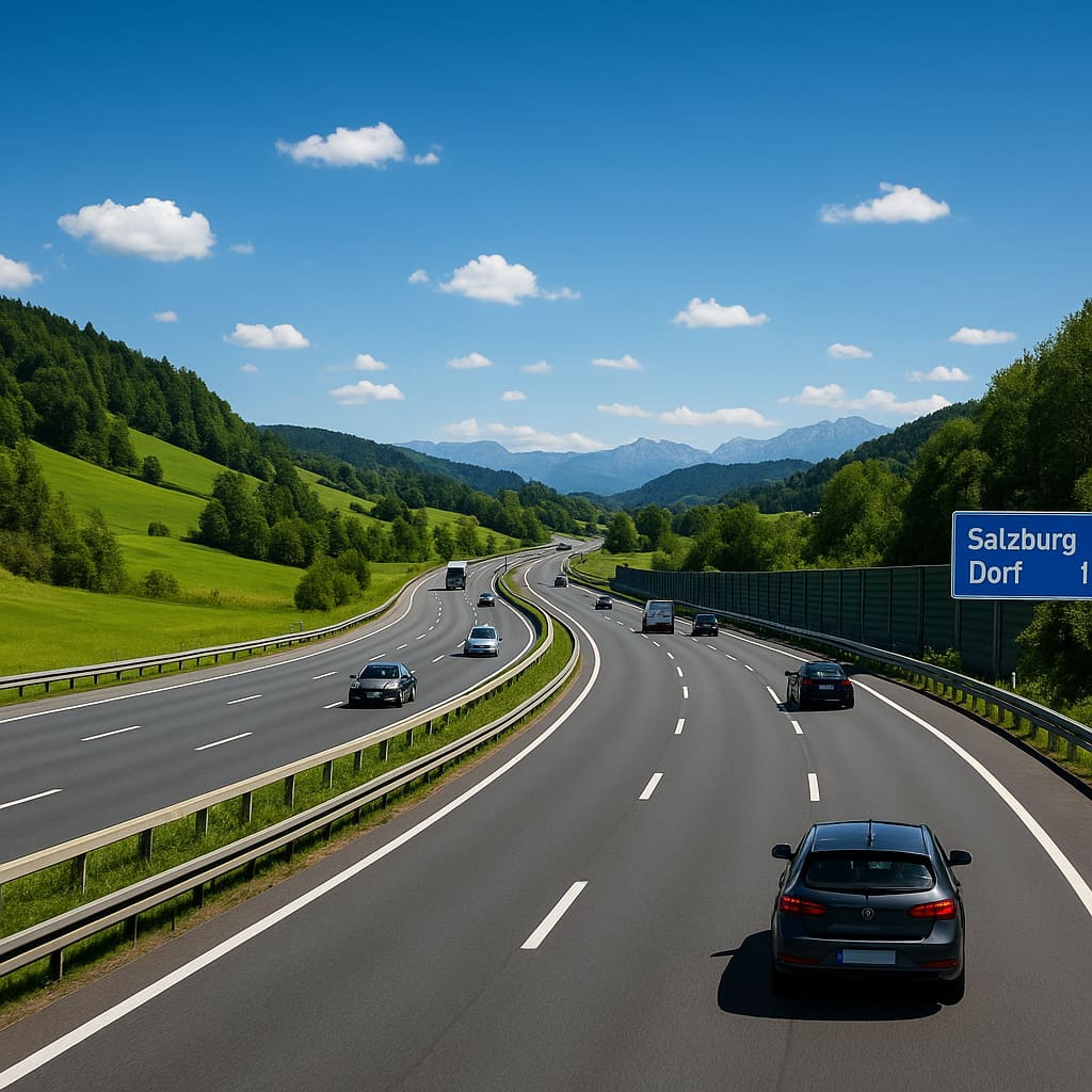 Moderner Autobahnabschnitt in Österreich